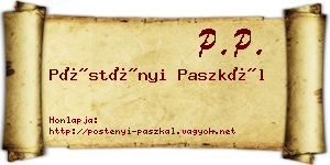 Pöstényi Paszkál névjegykártya